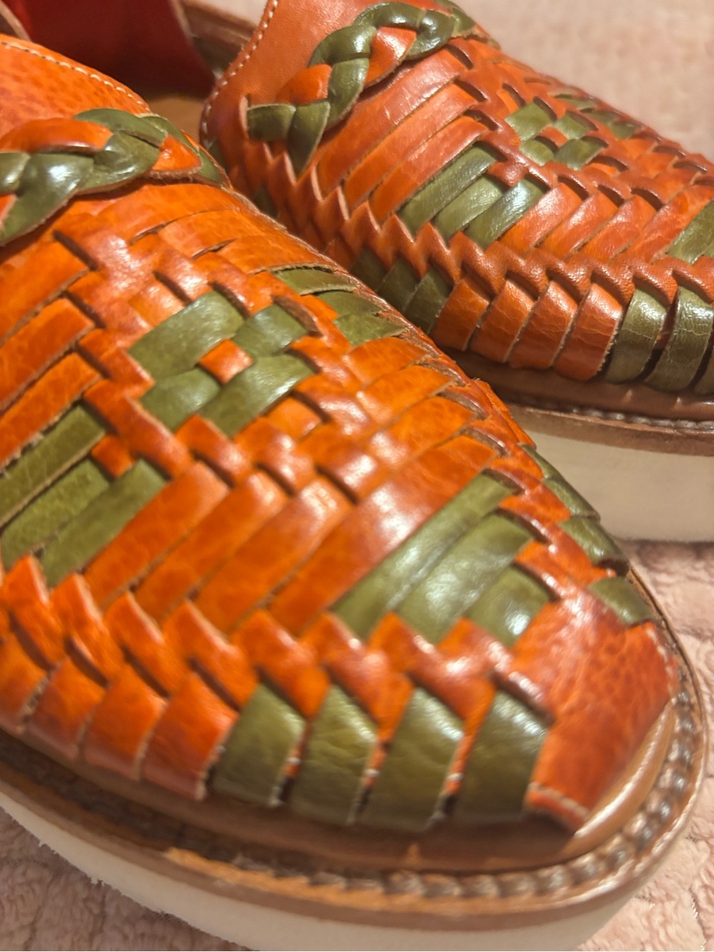 NWOT Bed Stu LeatherWomen's Lizzie Huarache Platform rustic tan and green 8.5 - Picture 5 of 10